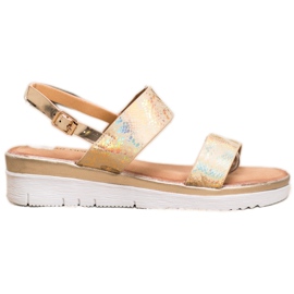 Small Swan Comfortable Sandals With Holo Effect golden Small Swan Comfortable Sandals With Holo Effect golden
