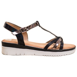 Small Swan Sandals With Holo Effect black