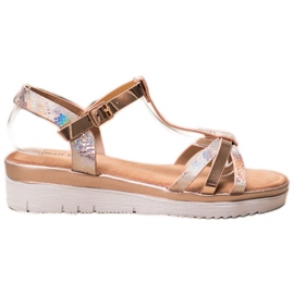 Small Swan Sandals With Holo Effect golden