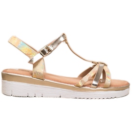 Small Swan Sandals With Holo Effect golden