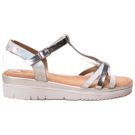 Small Swan Sandals With Holo Effect grey