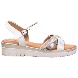Small Swan Sandals On Low Wedge white grey Small Swan Sandals On Low Wedge white grey