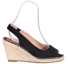 Small Swan Black Sandals On A High Heel