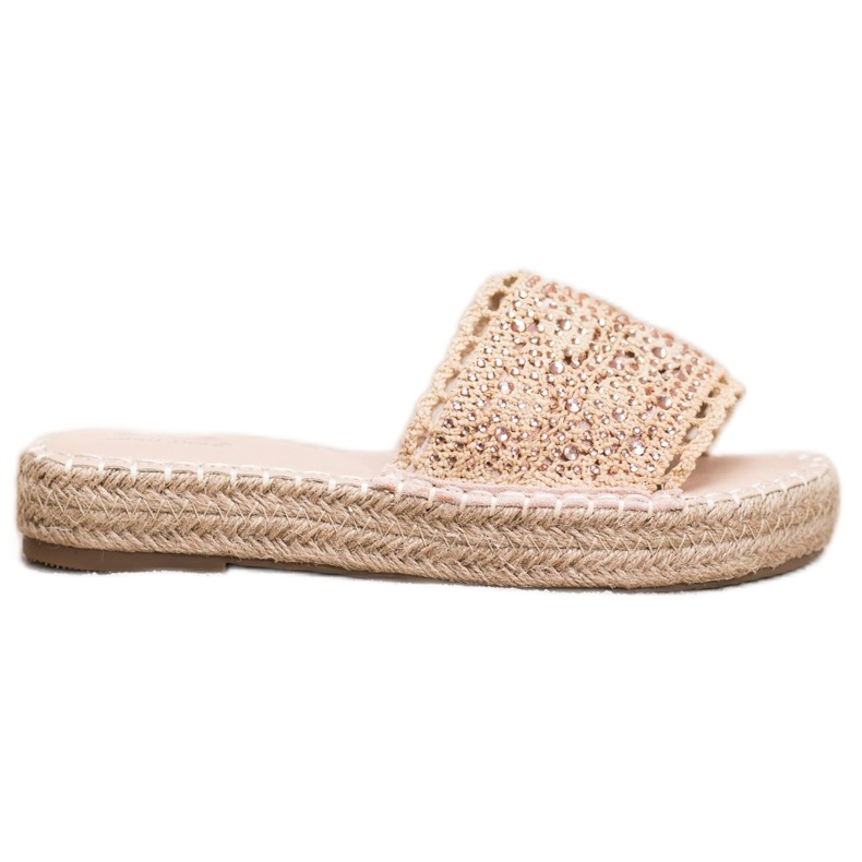 Small Swan Slippers With Crystals beige multicolored golden