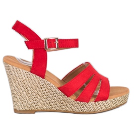 Small Swan Classic Wedge Sandals red