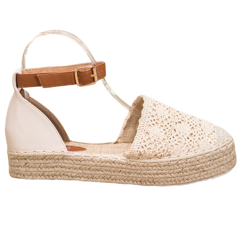 SHELOVET Fashionable Espadrilles With Lace beige
