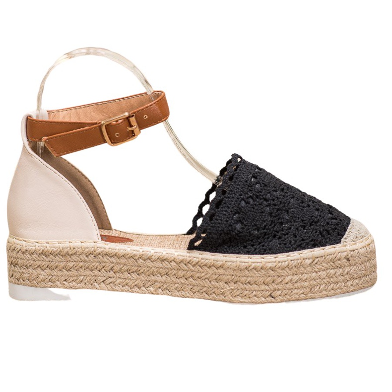 SHELOVET Fashionable Espadrilles With Lace black