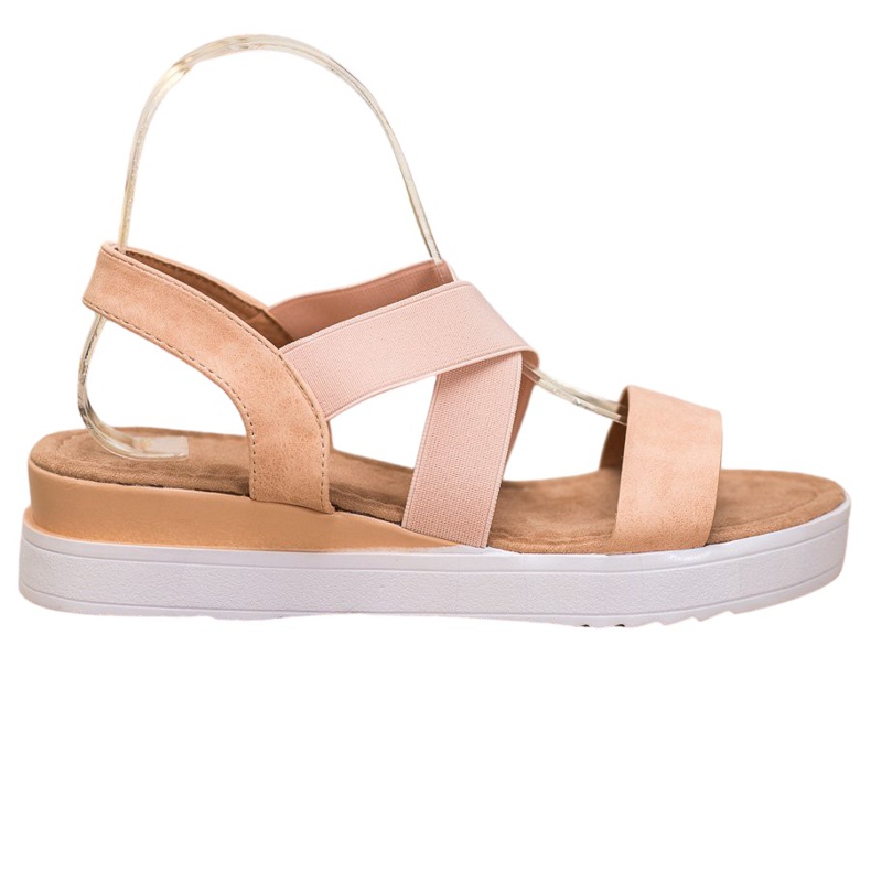 SHELOVET Powder Sandals With Elastics brown pink