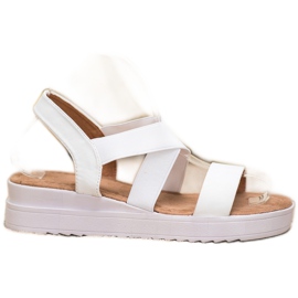 SHELOVET White Sandals With Elastics
