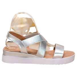 SHELOVET Silver Sandals With Elastics grey