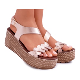 FRERY Women's Sandals On A Wedge Platform Champagne Aranda pink