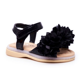 FRROCK Children's Sandals With Velcro Glowing Black Milena FRROCK Children's Sandals With Velcro Glowing Black Milena