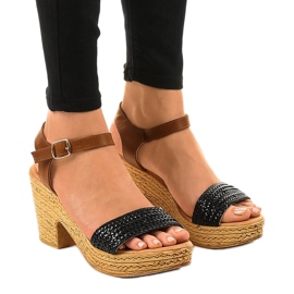 Black high-heeled sandals 150-614 brown