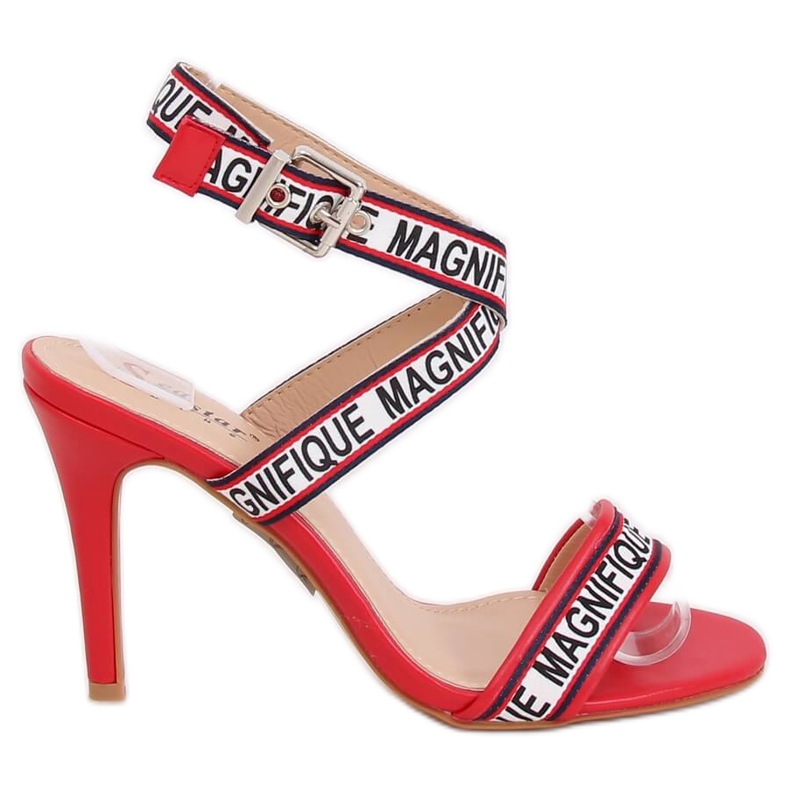Red sandals on a high heel LL-170P Red