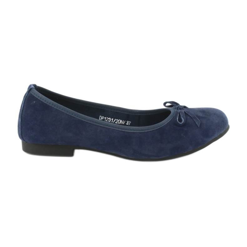 Filippo Navy blue leather ballerinas with a bow DP1231 / 20