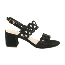 Black sandals with cubic zirconias Filippo DS1355 / 20 BK