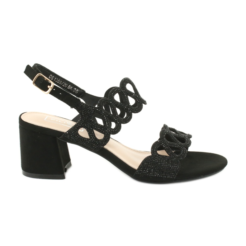 Black sandals with cubic zirconias Filippo DS1355 / 20 BK