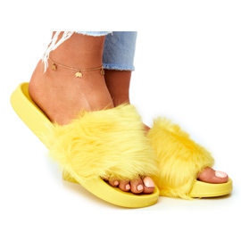 Women's Slippers With Fur Yellow Fur