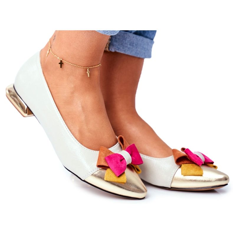 M.DASZYŃSKI Women's Ballerinas Elegant Colorful Bow Gray Mi Amore grey