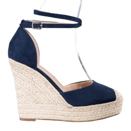 SHELOVET High Espadrilles On The Wedge navy blue