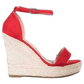 SHELOVET Sexy wedge sandals red
