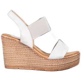 Sea Elves Wedge Slip-On Sandals beige white Sea Elves Wedge Slip-On Sandals beige white