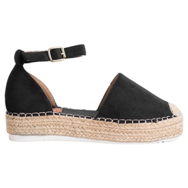 SHELOVET Openwork Espadrilles black SHELOVET Openwork Espadrilles black