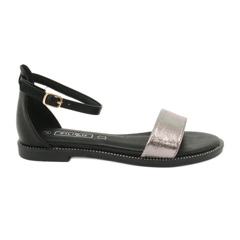 Leather sandals Filippo DS1285 / 20 BK SI black multicolored grey
