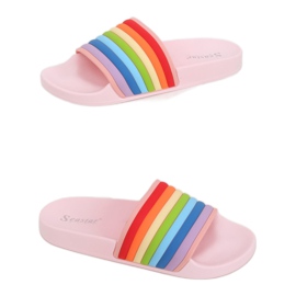 Pink rainbow slippers T325P Pink multicolored