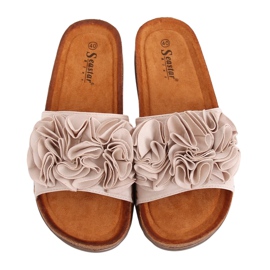 Women's beige slippers F191 Beige