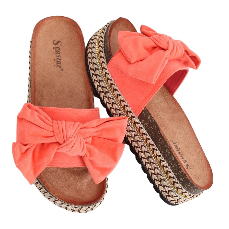 Coral CK137P Coral slippers on a high sole orange