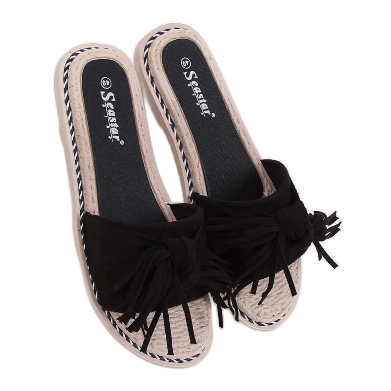 Black women's black slippers CK159 Black