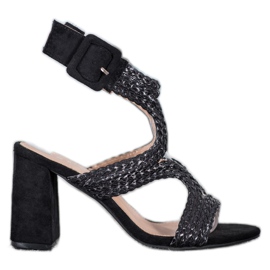 SHELOVET Braided Sandals On A Bar black