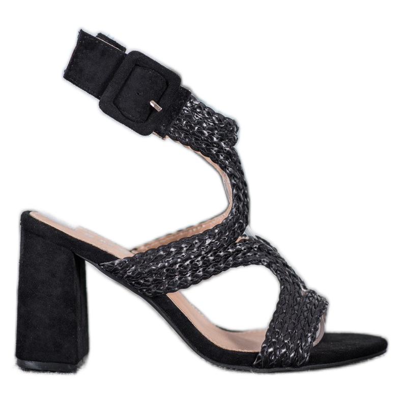 SHELOVET Braided Sandals On A Bar black