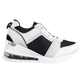 Weide Fashion Wedge Sneakers white black