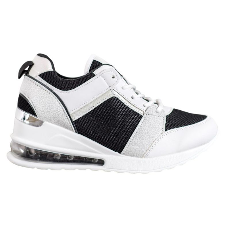 Weide Fashion Wedge Sneakers white black