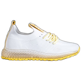 SHELOVET Sneakers With Yellow Sole white