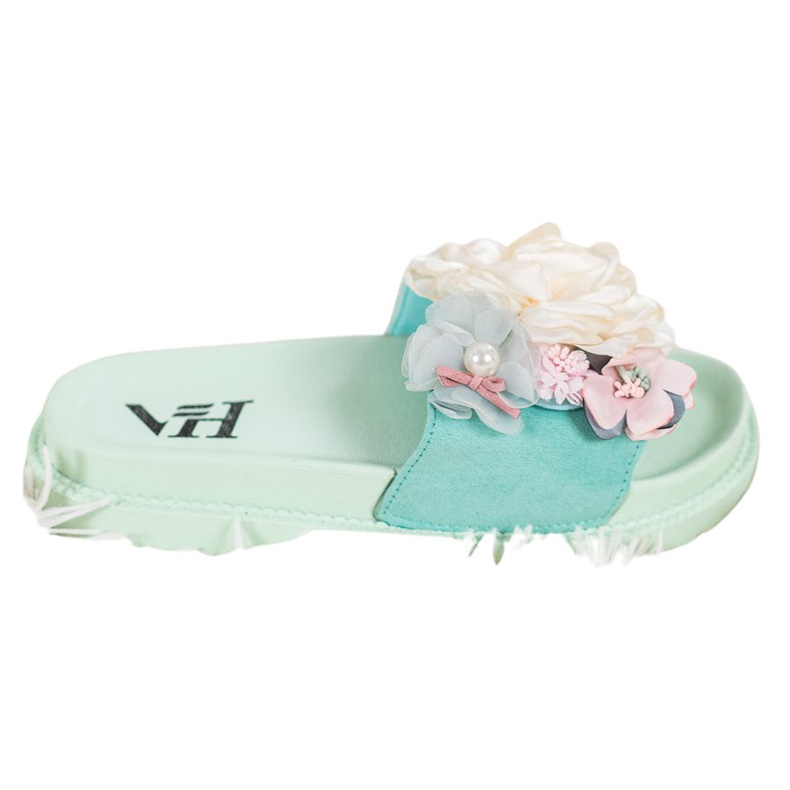 SHELOVET Suede Slippers With Flowers green