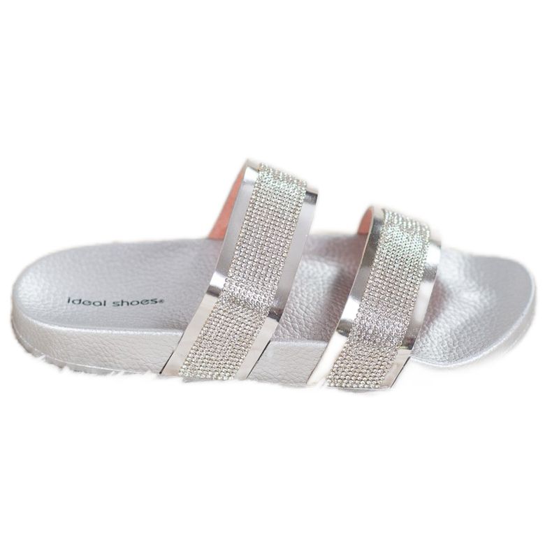 Ideal Shoes Women's Slippers With Cubic Zirconia grey