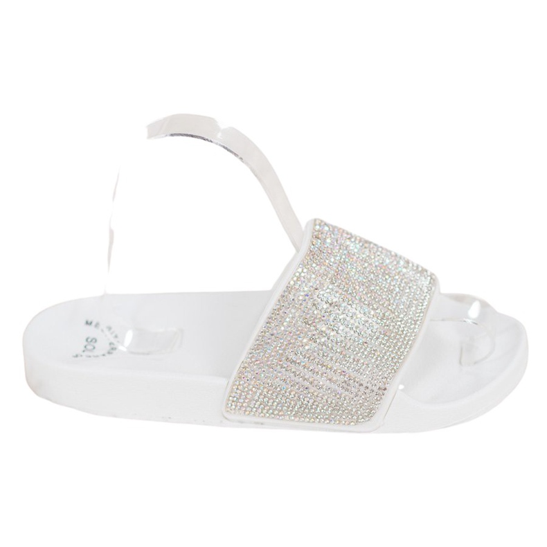 SHELOVET Comfortable Slippers With Cubic Zirconia white