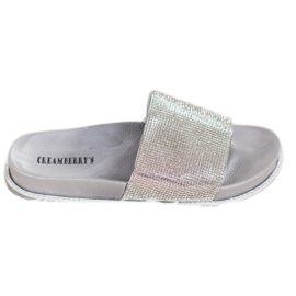 Creamberry'S Silver Slippers With Crystals grey