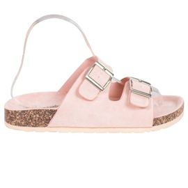 Queentina Comfortable Slippers With Buckle pink