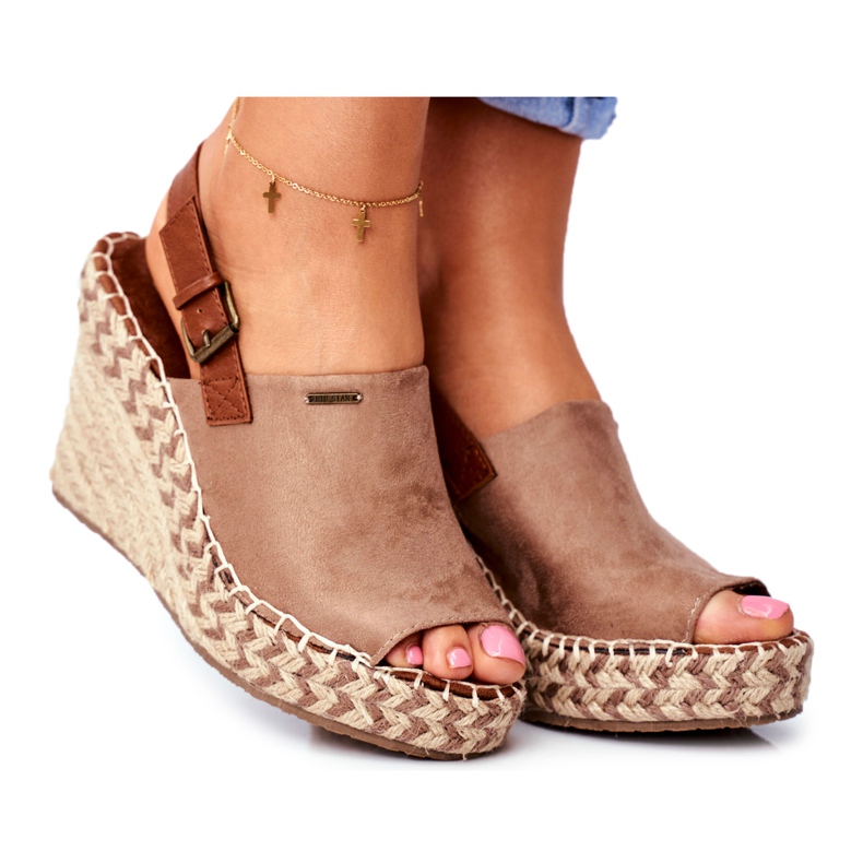 Women's Sandals On Wedge Big Star Beige FF274982