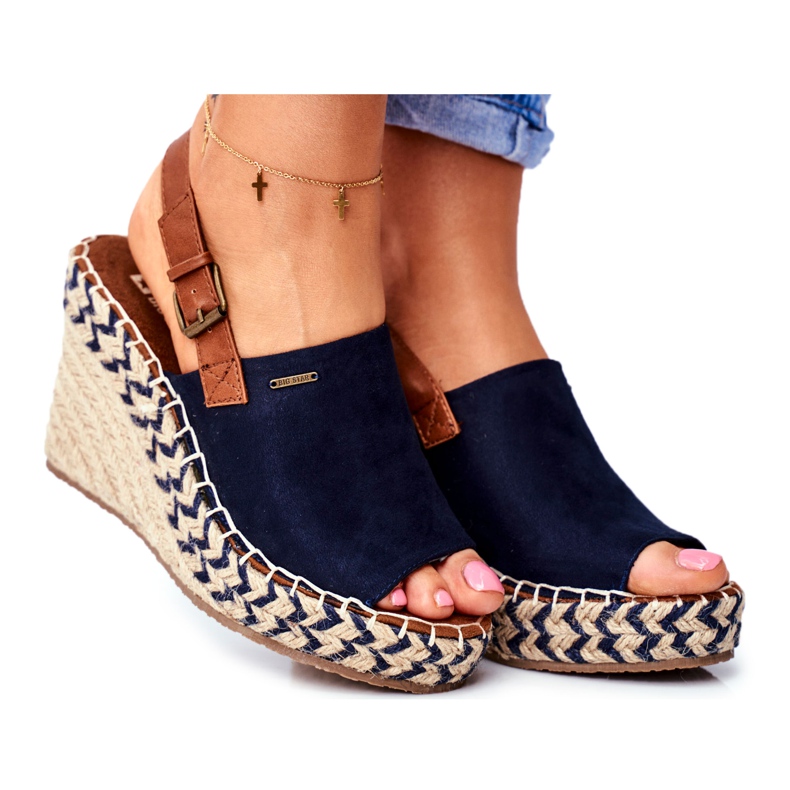 Women's Sandals On Wedge Big Star Navy Blue FF274980