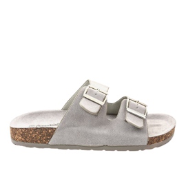 Gray slippers with a buckle BL3100-SF grey