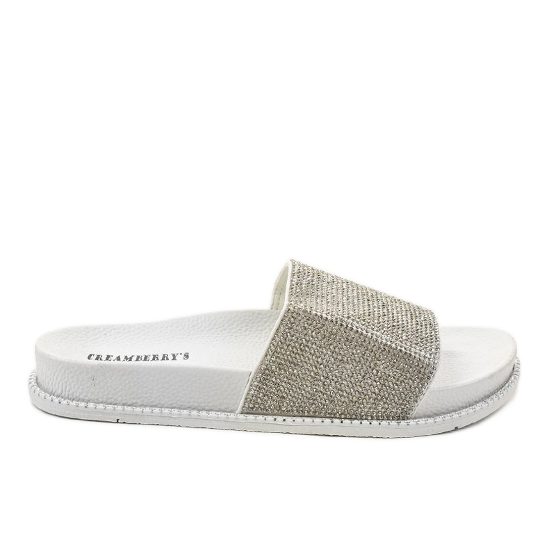 White shiny slippers RL216 grey