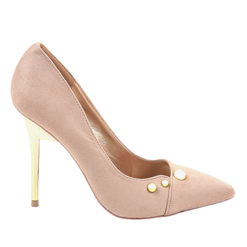Classic beige high heels with NE05P studs