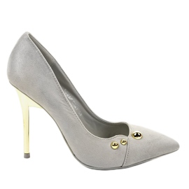 Gray classic high heels with NE05P studs grey