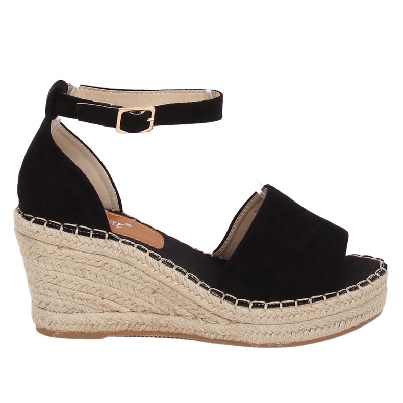 Black Espadrilles on wedges, black TU147 Black