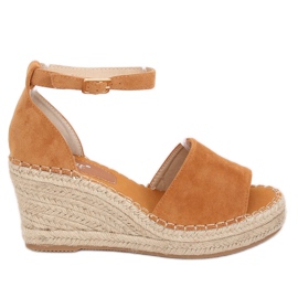Espadrilles on a wedge camel TU147 Camel brown